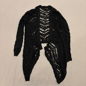 Black Cardigan Goth Witchy Sheer Halloween Open Front Y2K‎ Grunge Size Small